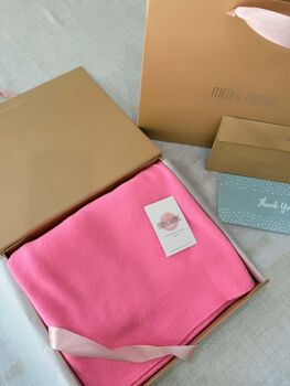 Neon Pink 100% Cashmere Travel Wrap Shawl Gift Boxed, 2 of 12