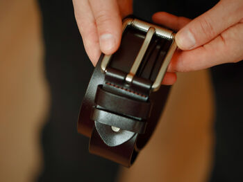 Men's Premium Leather Belt With Cross Knurl Buckle, 12 of 12