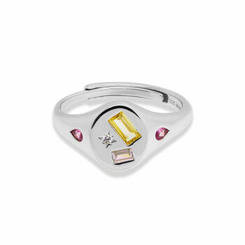 Multi Stone Jewelled Adjustable Signet Ring, 5 of 11