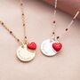 Enamel Heart And Disc Personalised Message Necklace, thumbnail 2 of 11