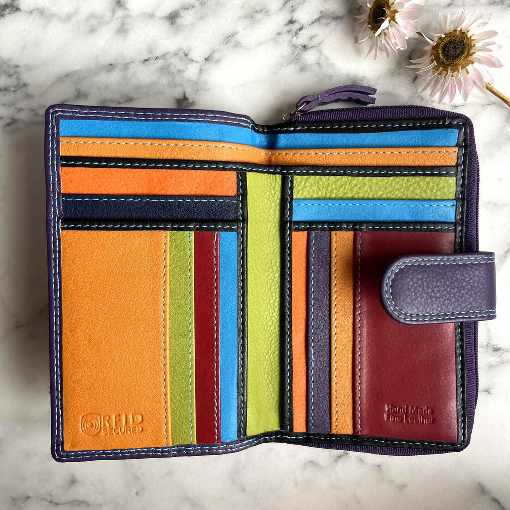 Women's Purple Leather Purse With Rfid Protection By Holly Rose