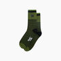 Embroidered Black Sheep Striped Combed Cotton Socks In Green, thumbnail 3 of 4
