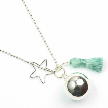 Bola Chime Pregnancy Necklace With Tassel And Star, 6 of 7