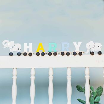 Personalised Elephant Wooden Pastel Letter Name Train Toy, 12 of 12
