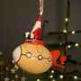 Santa In A Yellow Submarine Hanging Decoration, thumbnail 1 of 2