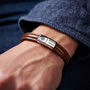 Personalised Men's Coordinates Leather And Steel Bracelet, thumbnail 1 of 6