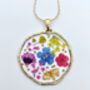 Pressed Flowers Circle Necklace, thumbnail 3 of 10