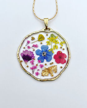 Pressed Flowers Circle Necklace, 3 of 10