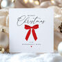 Christmas Card For Wife / Husband: Festive Red Bow And Red Heart Design, thumbnail 1 of 12