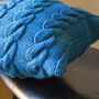 Hand Knit Chunky Cable Stitch Cushion In Teal, thumbnail 2 of 5