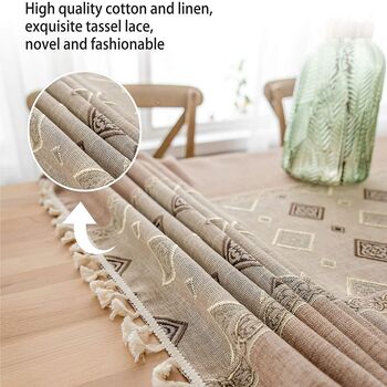 Cotton Linen Tablecloth Design With Tassel, 3 of 7