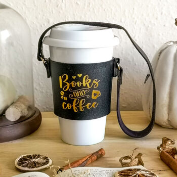 Coffee Cup Sleeve, Books And Coffee Or Books And Tea, 2 of 6