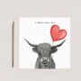 I Udderly Adore You Highland Coo Card, thumbnail 1 of 6