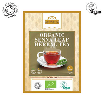 Ausha Organic Senna Tea 20 Bags Laxative Tea For Constipation Relief UK Certified Organic By Soil Association, 2 of 12