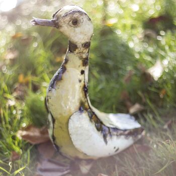White Runner Duck Recycled Metal Garden Ornament, 2 of 3