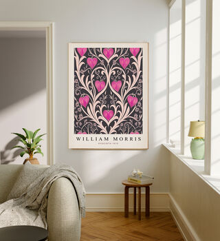William Morris Pink Hearts Art Print, 2 of 4