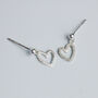 Sterling Silver Dainty Heart Dangle Stud Earrings, thumbnail 3 of 5