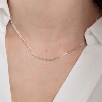 Sterling Silver Box Link Chain Necklace, 3 of 6