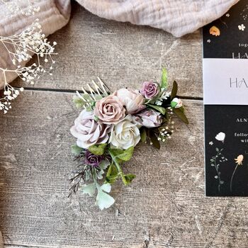 Mauve And White Flower Hair Comb, 3 of 6