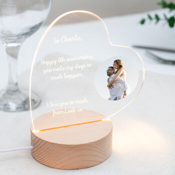 Personalised Heart Light Up Message And Photo Plaque With Stand, 3 of 3