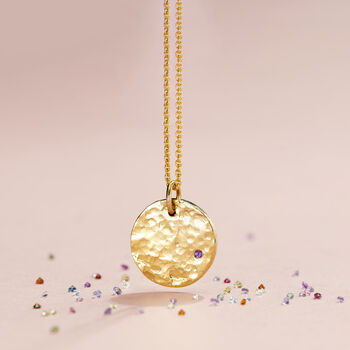 Textured Confetti Birthstone Disc Necklace, 3 of 12