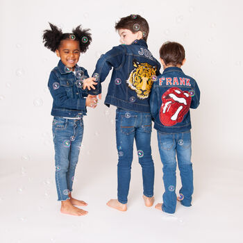 Personalised Kids Denim Jacket With Big Tiger, 2 of 7
