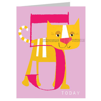 Mini Happy Cat 5th Birthday Card, 2 of 4