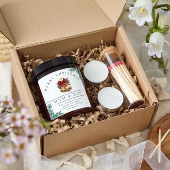 Merry Christmas Mum And Dad Personalised Xmas Candle Present For Parents, 5 of 7