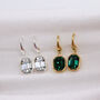 Silver Or 18ct Gold Vermeil Emerald Dangle Earring, thumbnail 1 of 7