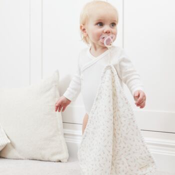 Organic Muslin And Sherpa Baby Blanket Gift Set, Wild Flower, 9 of 12