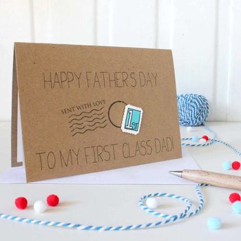 Personalised First Class Dad, Happy Father's Day Card, 4 of 7