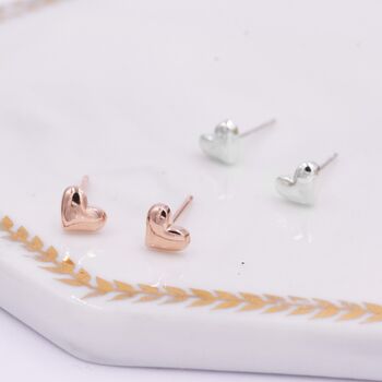 Sterling Silver Small Pair Of Heart Stud Earrings, 4 of 12
