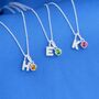 Personalised Silver Sparkle Initial Birthstone Necklace, thumbnail 2 of 10
