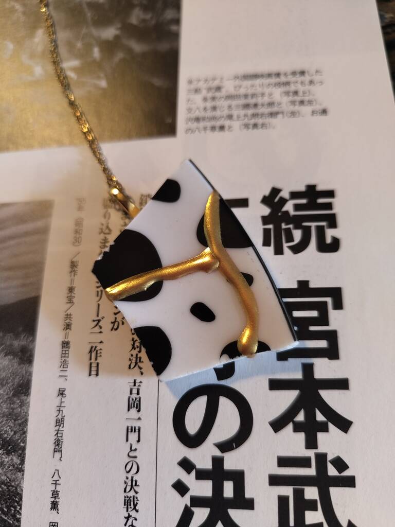 Black And White Spot Kintsugi Necklace, 1 of 3