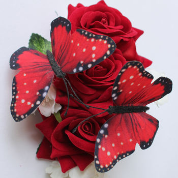 Red Velvet Rose Butterfly Hairclip, 3 of 5