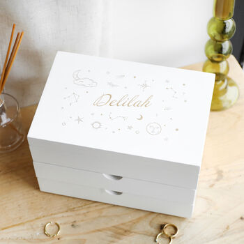 Personalised Celestial White Jewellery Box, 6 of 9