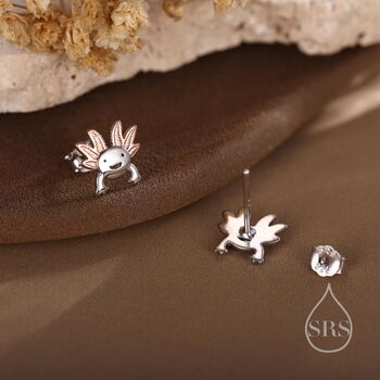 Sterling Silver Cute Axolotl Stud Earrings, 5 of 12