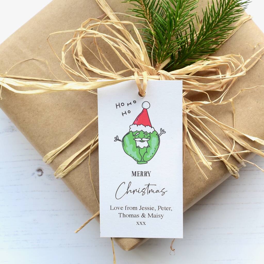 10 Personalised Sprout Personalised Christmas Gift Tags, 1 of 3