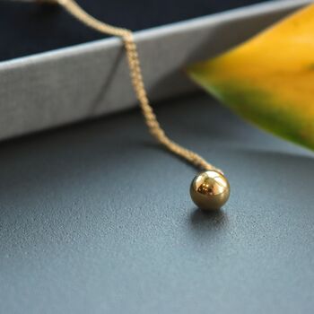 Long Chain Layered Necklace Ball Pendant Gold Plated, 7 of 10