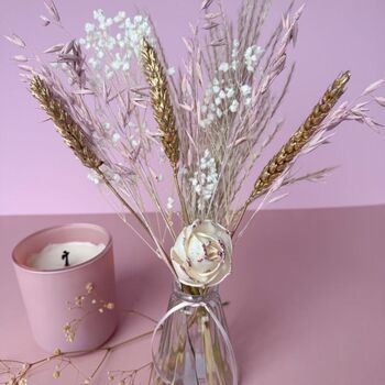 Small Pink And Gold Dried Flowers With Vase, 3 of 3