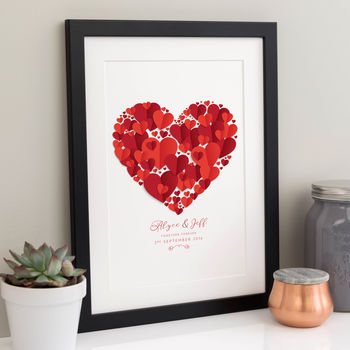 Love Heart Valentines Or Wedding Personalised Print, 2 of 6