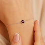 Sterling Silver January Garnet Birthstone Bracelet, thumbnail 1 of 6