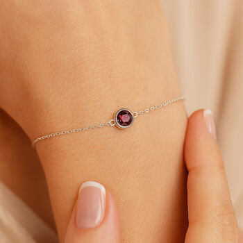 Sterling Silver January Garnet Birthstone Bracelet, 2 of 6