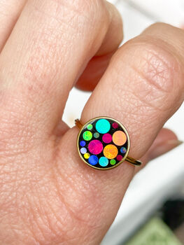 Disco Ring With Colourful Sparkles In 10mm, 9 of 11