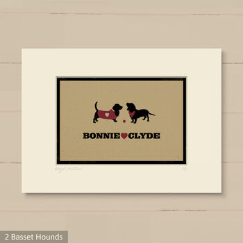 Personalised Basset Hound Print For One Or Two Dogs, 11 of 12