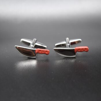 Chef’s Knife Cufflinks Silver And Red Kitchen Gift For Food Lovers And Chefs, 4 of 6