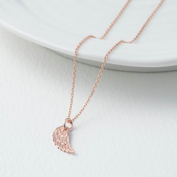18ct Rose Gold Plated Angel Wing Necklace, 3 of 3