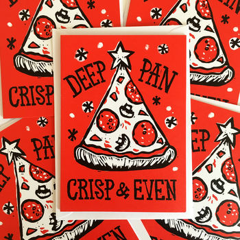 Funny Christmas Cards Pack Gin And Pizza Puns, 4 of 6