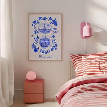 Scenes Of Madrid, Spain Blue Tile Inspired Travel Print, 3 of 11