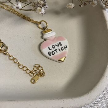 Baby Pink Ceramic Charm Love Potion Necklace, 4 of 6